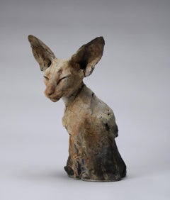 ''Bastet Study 5'', Contemporary Bronze Sculpture Portrait of a Bastet, Cat