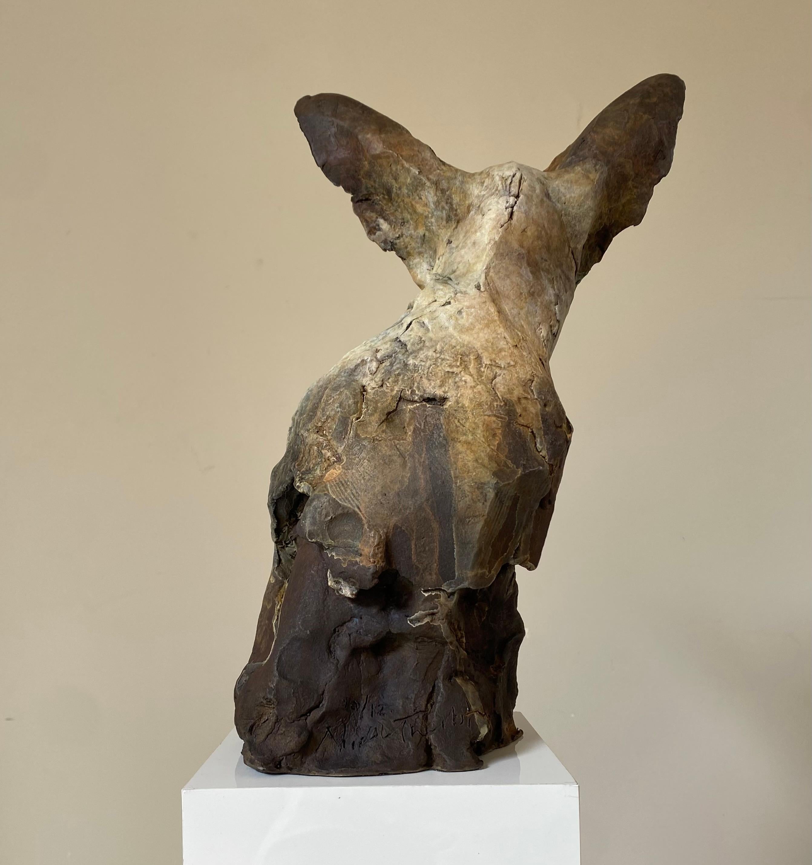 ''Bastet Study 5'', Contemporary Bronze Sculpture Portrait of a Bastet Cat 1