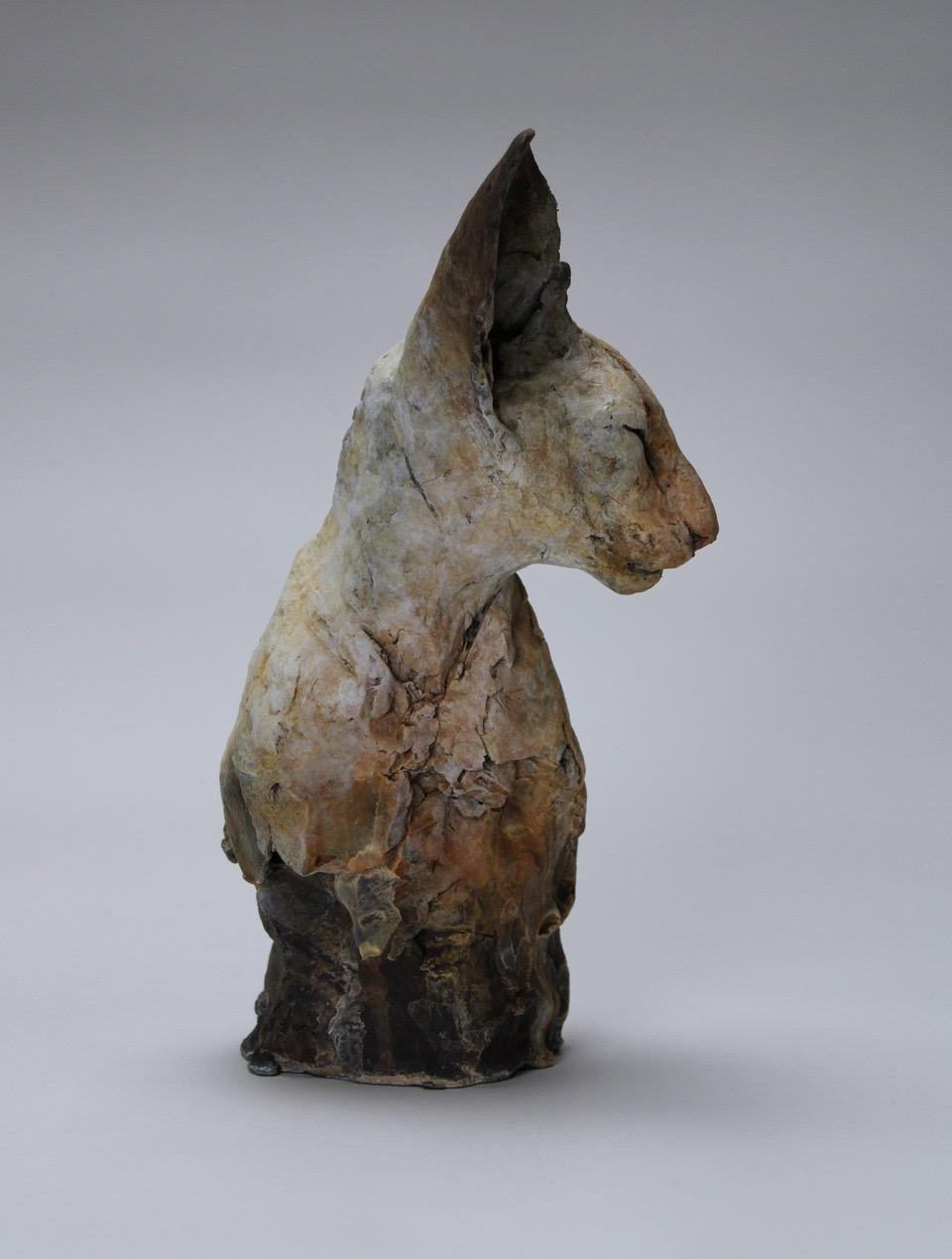 ''Bastet Study 5'', Contemporary Bronze Sculpture Portrait of a Bastet, Cat 3
