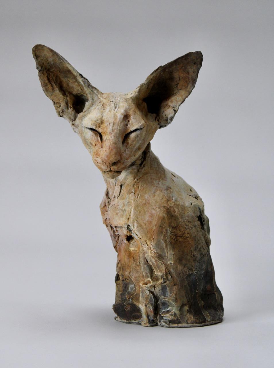 Nichola Theakston Figurative Sculpture - ''Bastet Study 5'', Contemporary Bronze Sculpture Portrait of a Bastet, Cat