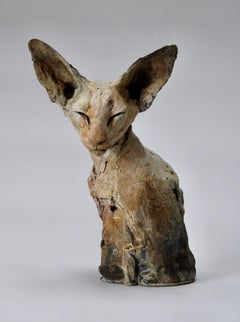 ''Bastet Study 5'', Contemporary Bronze Sculpture Portrait of a Bastet, Cat