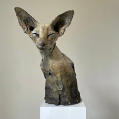 ''Bastet Study 5'', Contemporary Bronze Sculpture Portrait of a Bastet Cat