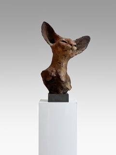 ''Bastet Study 6'', Contemporary Bronze Sculpture Portrait of a Bastet Cat