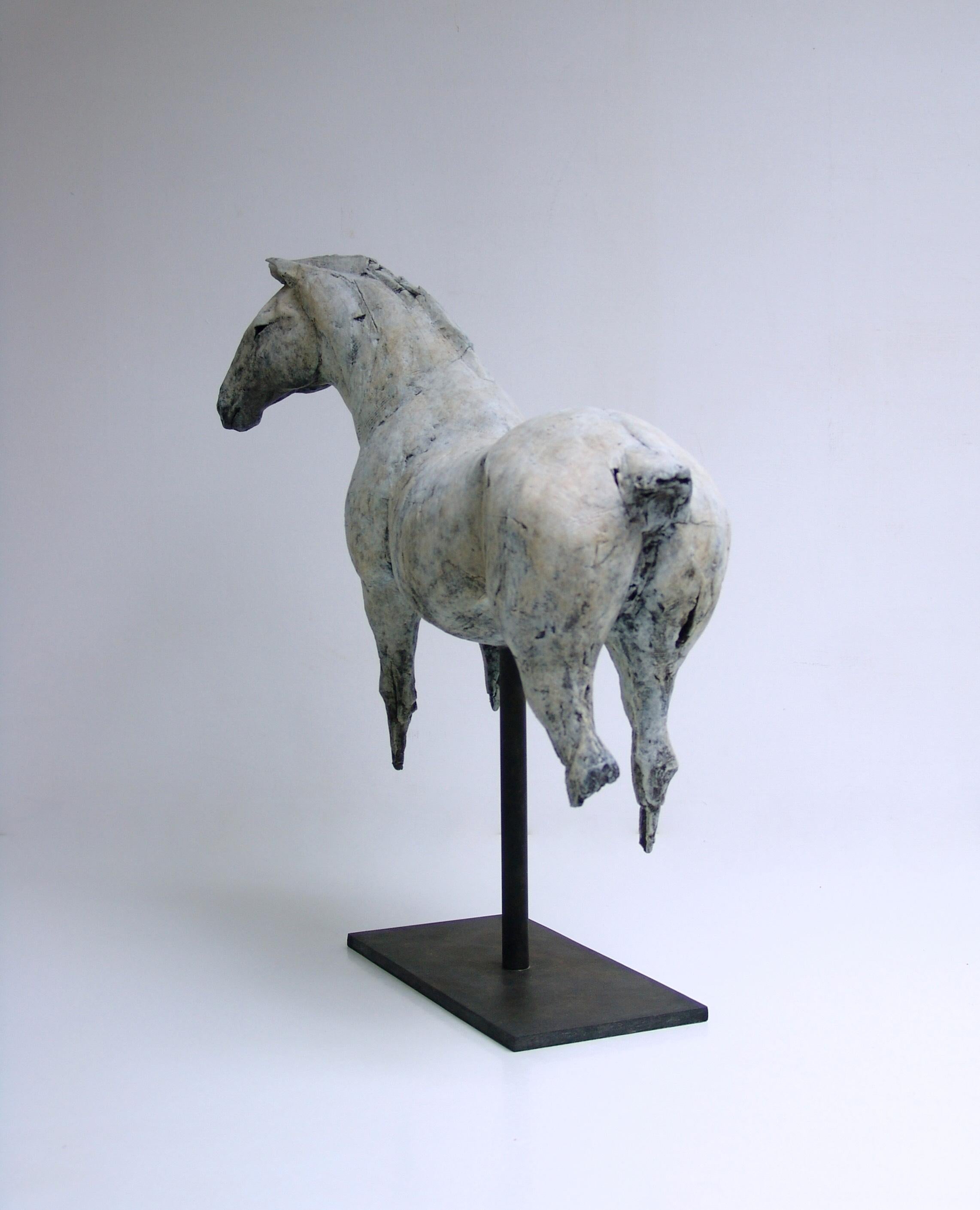 ''Draught Horse'', Contemporary Bronze Sculpture Portrait of a Brown Horse - Gold Figurative Sculpture by Nichola Theakston