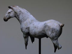 Zeitgenössische Bronzeskulptur „Schneidepferd“, Porträt eines braunen Pferdes