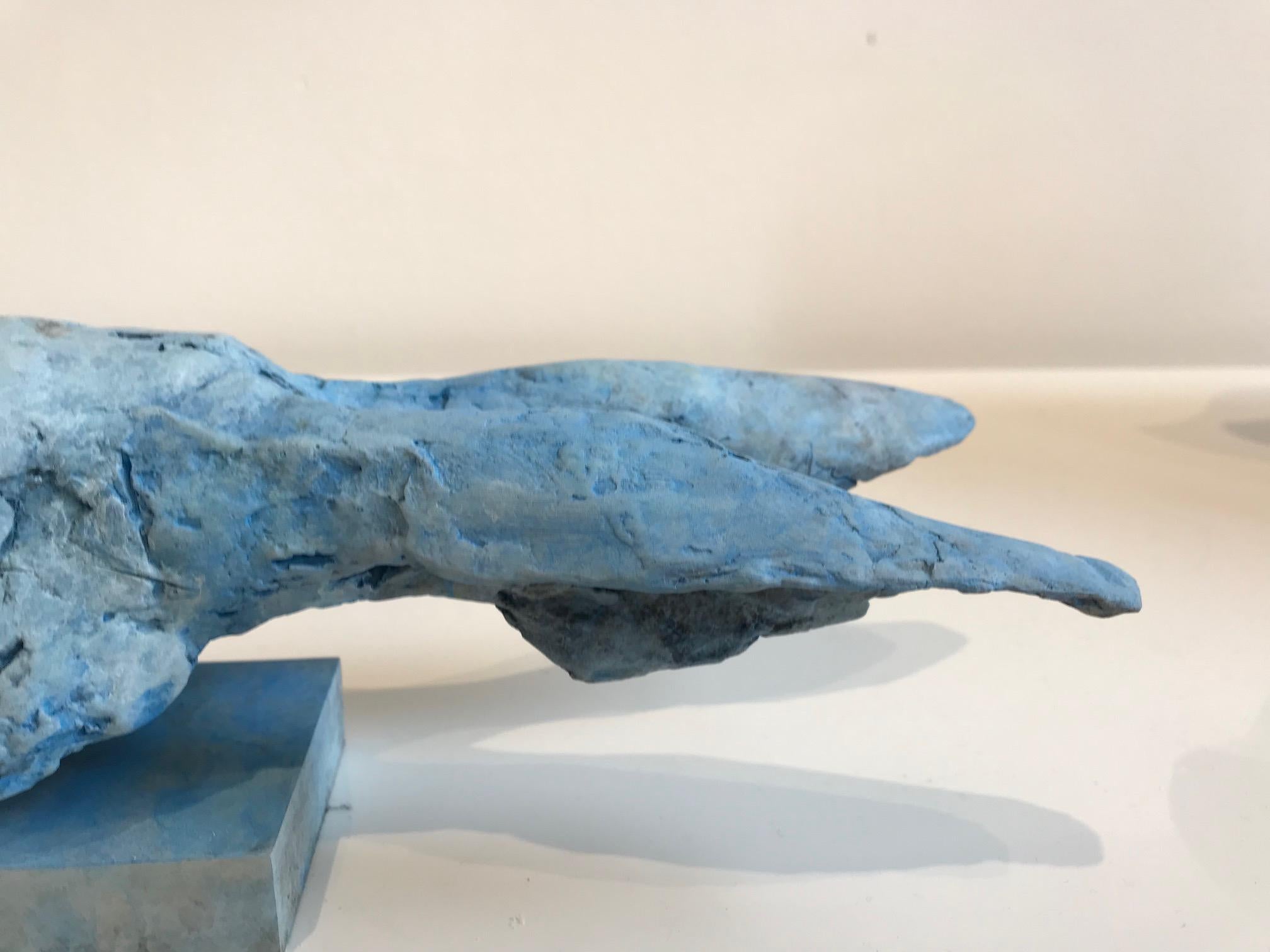 ''Elysian Hare'', Contemporary Bronze Sculpture Portrait of a Hare Blue and Grey 2