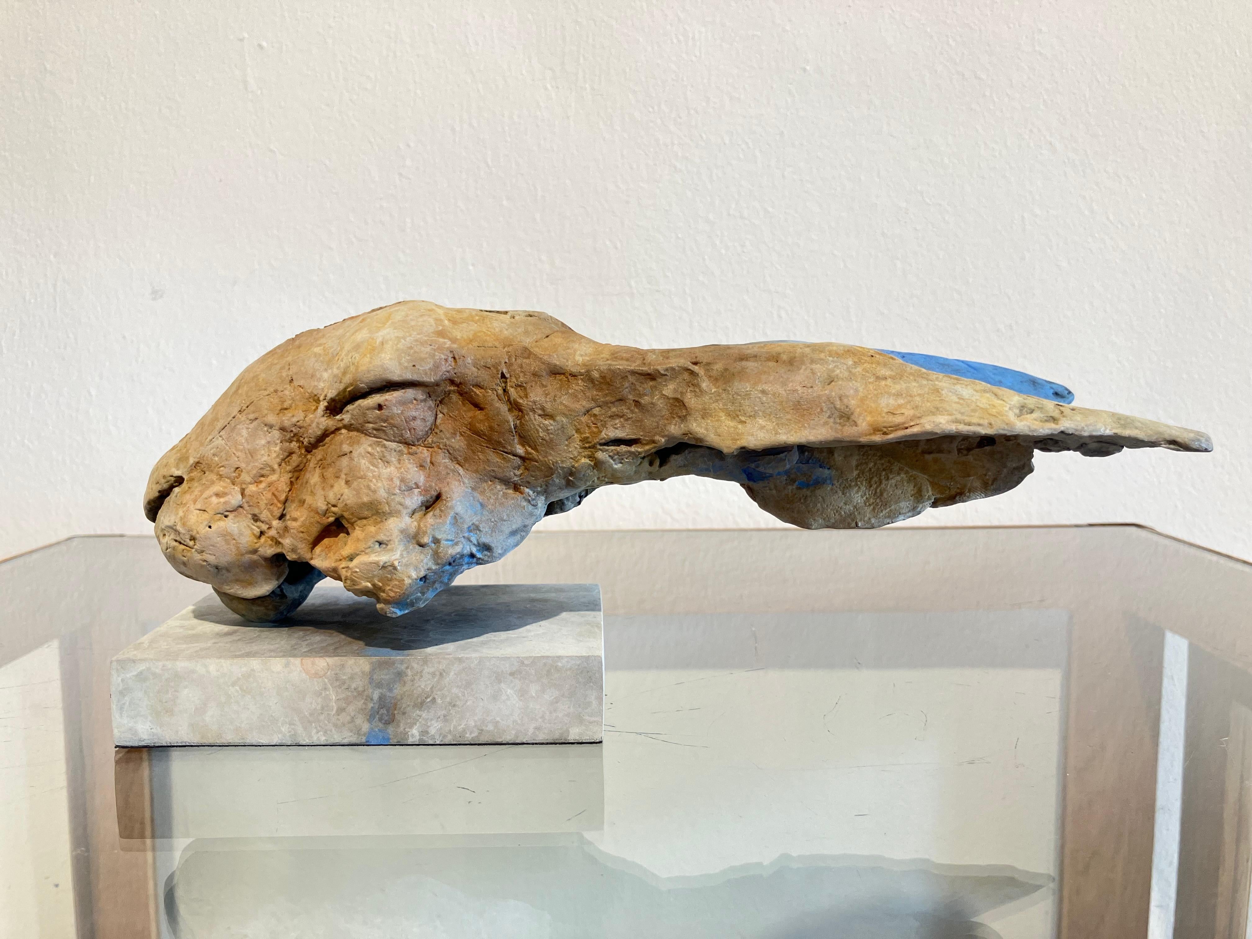''Liebre Elísea'', Escultura Contemporánea de Bronce Retrato de Liebre Azul Beige - Sculpture Contemporáneo de Nichola Theakston