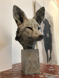 ''Fox Head Study'', Contemporary Bronze Sculpture Portrait of a Fox