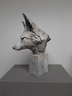 ''Fox Head Study'', Contemporary Bronze Sculpture Portrait of a Fox 