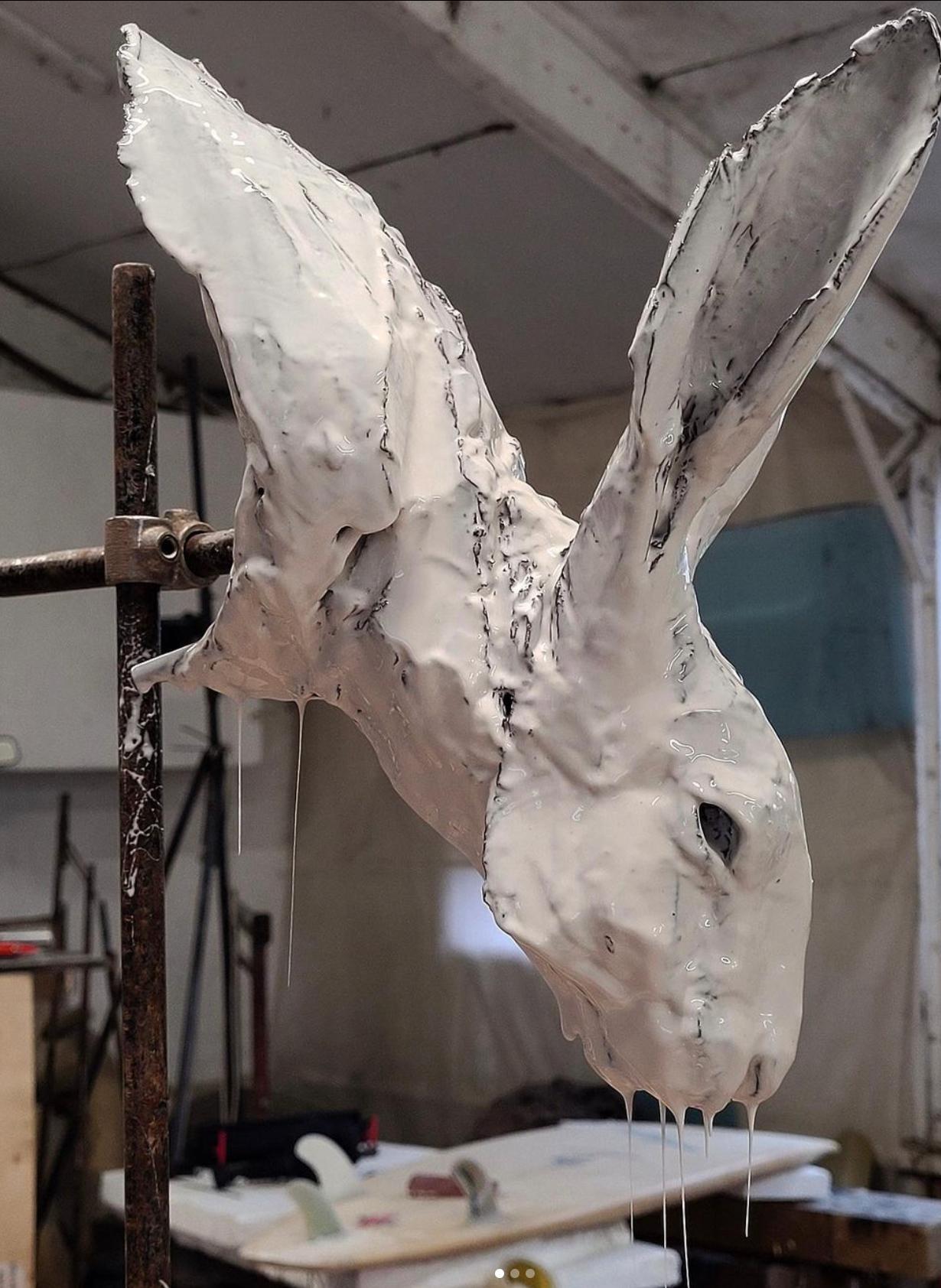 ''Hare Head Study 3'', Contemporary Bronze Sculpture Portrait of a Hare 6