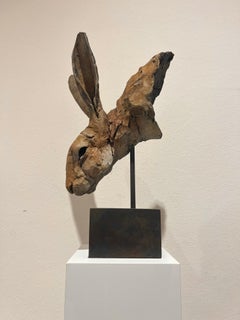 "Hare Head Study 3" Contemporary Bronze Sculpture of a Hare