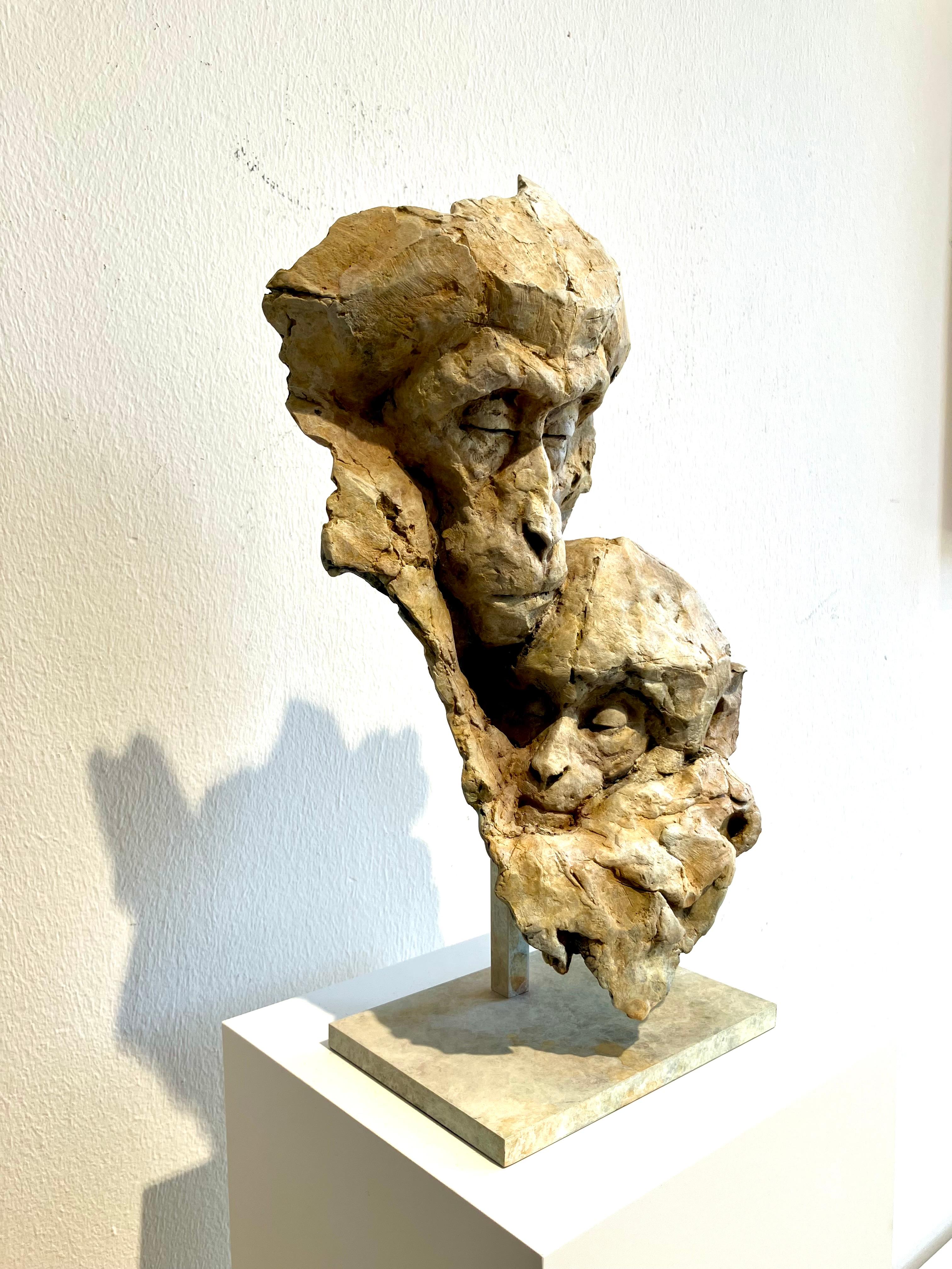 ''Macaque Icon'', Contemporary Bronze Sculpture of a Primate, Mother and Child 8
