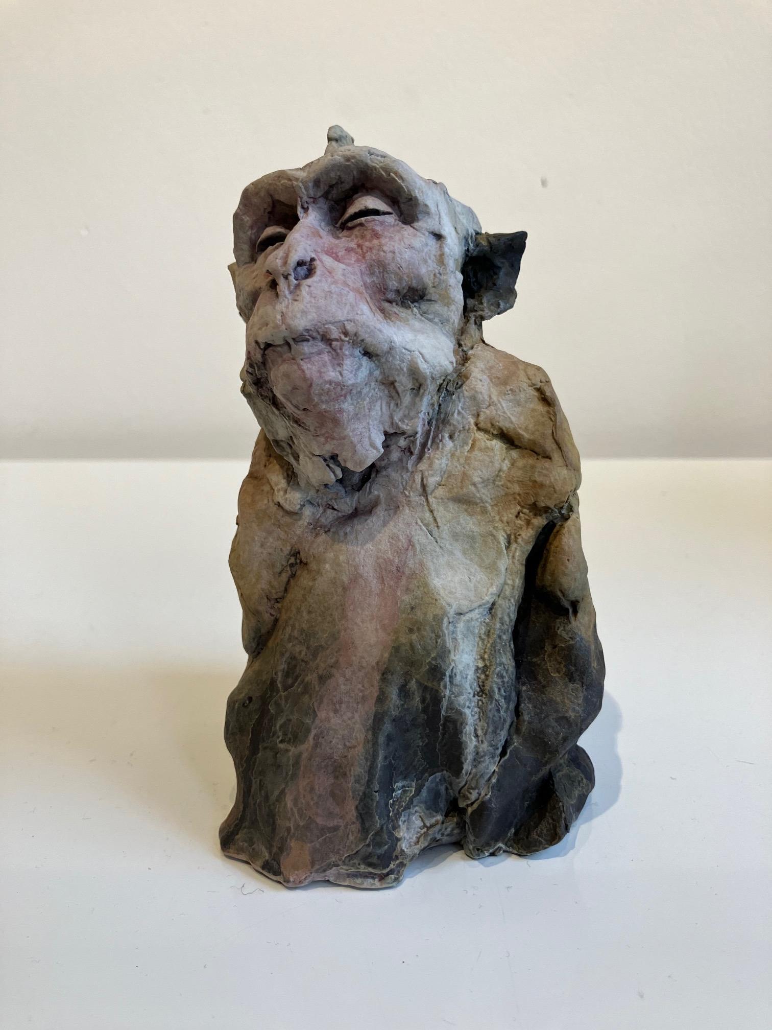 Nichola Theakston Figurative Sculpture - ''Monkey Sketch 4'', Contemporary Bronze Sculpture Portrait of a Monkey