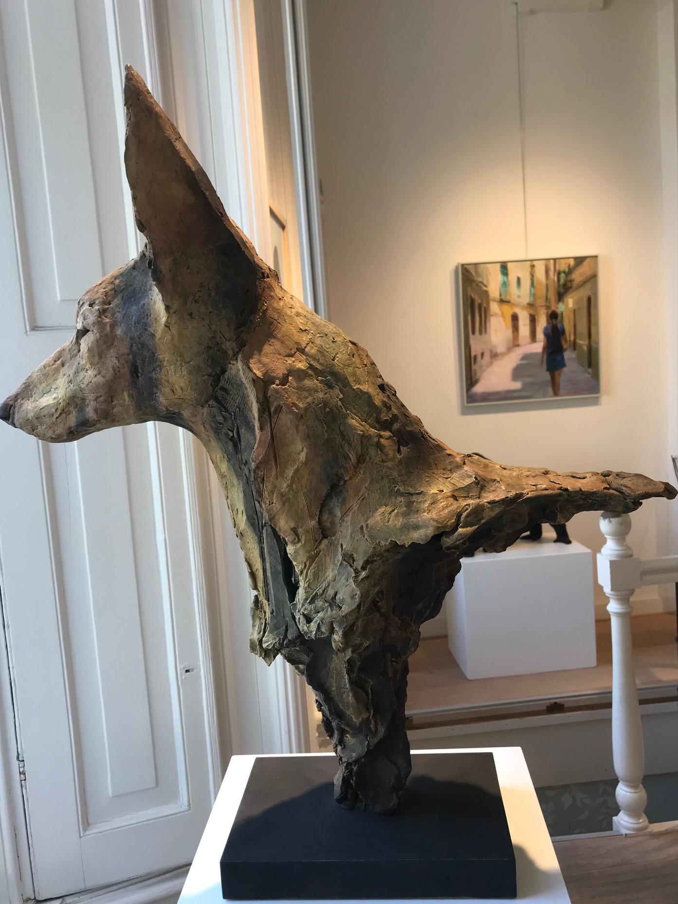 ''Paria'', Escultura Contemporánea de Bronce Retrato de un Perro del Antiguo Egipto 2