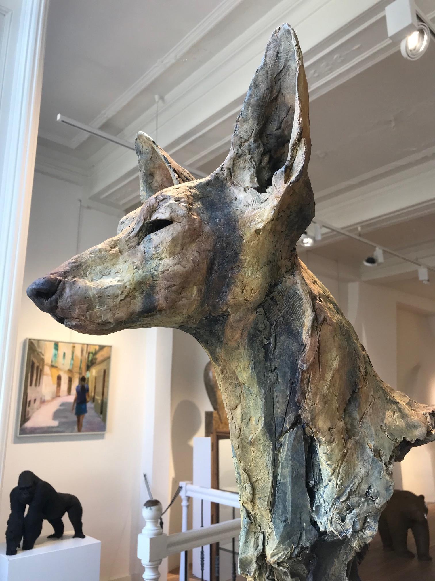 ''Paria'', Escultura Contemporánea de Bronce Retrato de un Perro del Antiguo Egipto 4