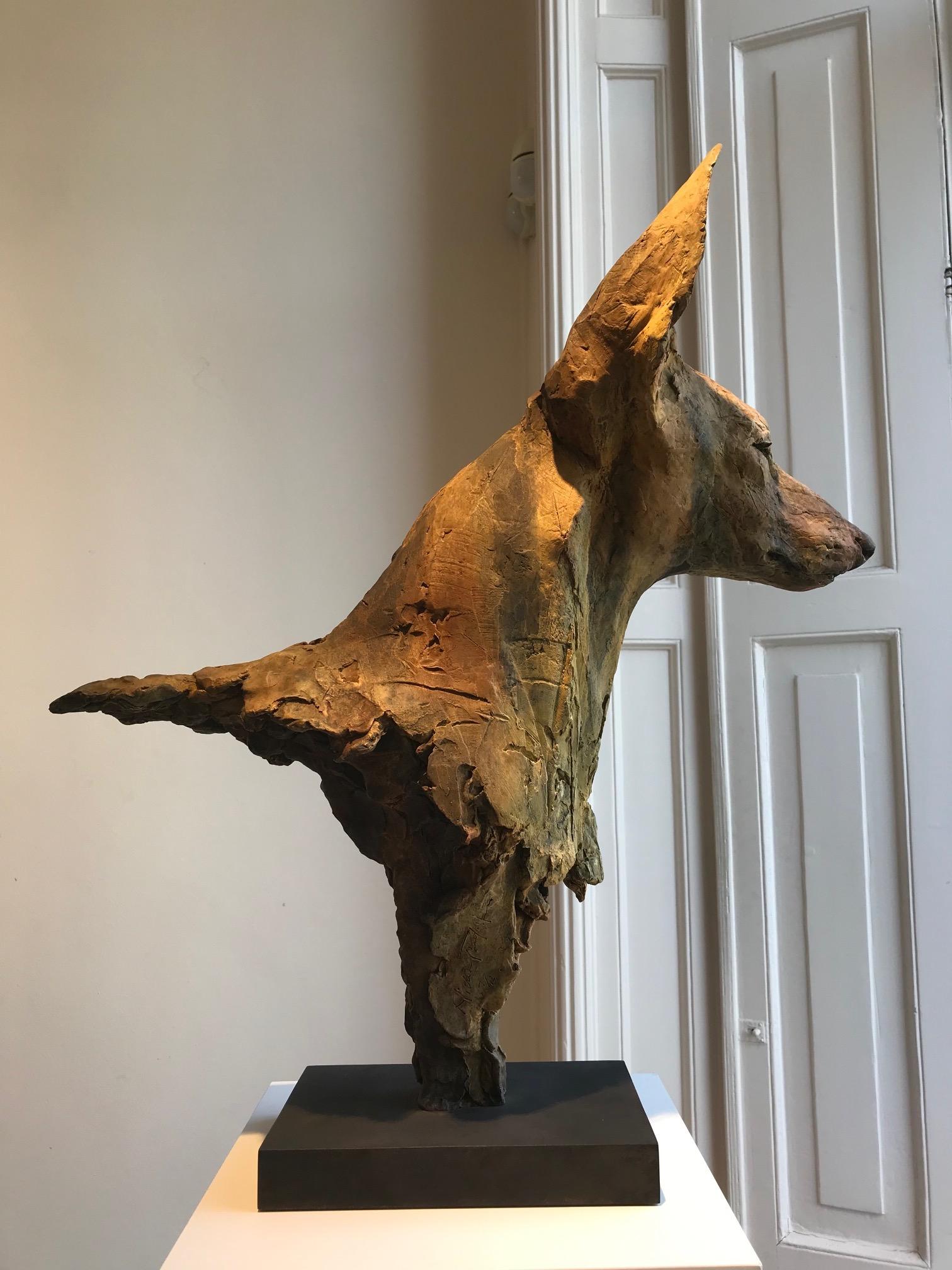 ''Paria'', Escultura Contemporánea de Bronce Retrato de un Perro del Antiguo Egipto 5