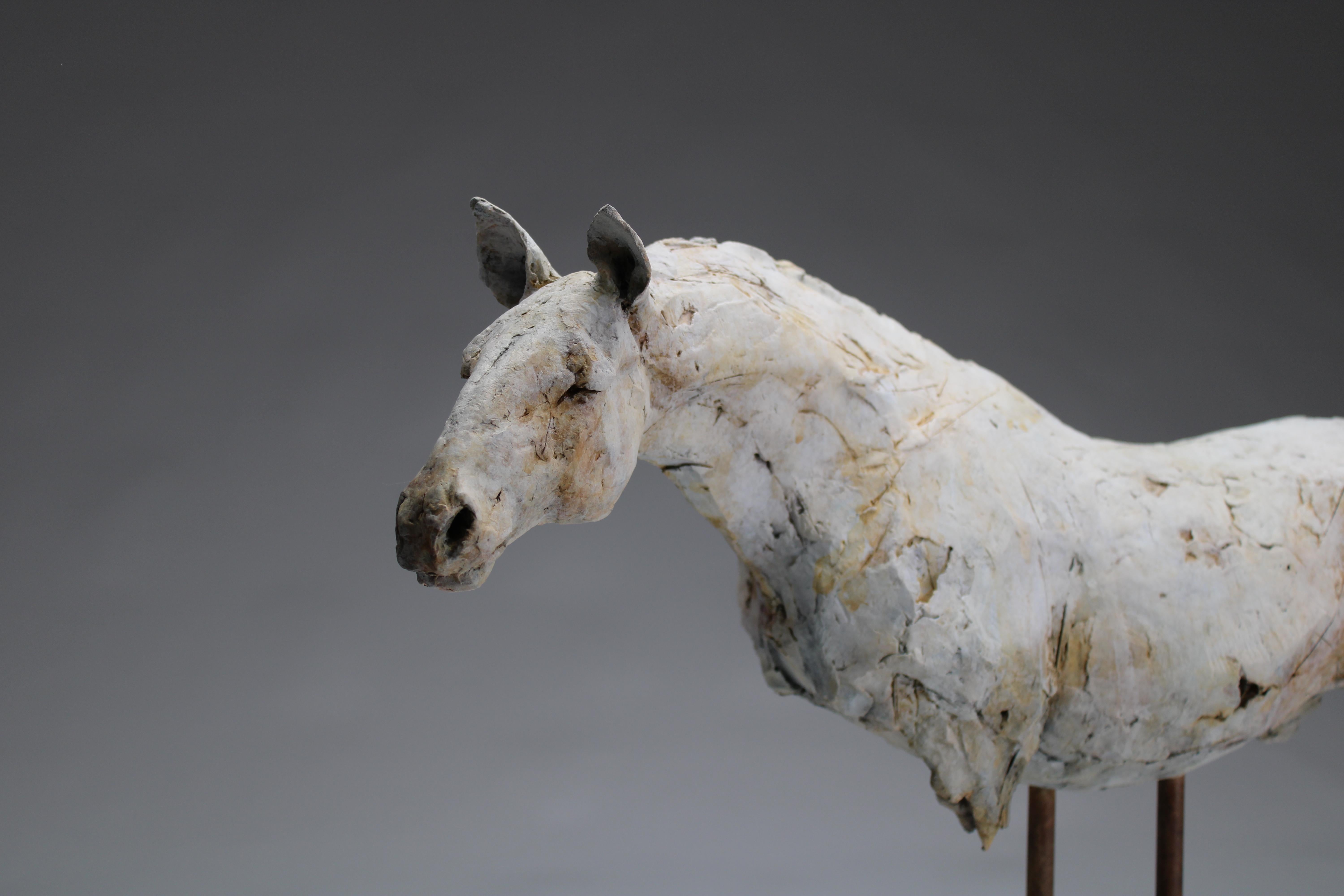 ''Repos avec les Anciens'', Sculpture contemporaine en bronze Portrait d'un cheval - Or Figurative Sculpture par Nichola Theakston