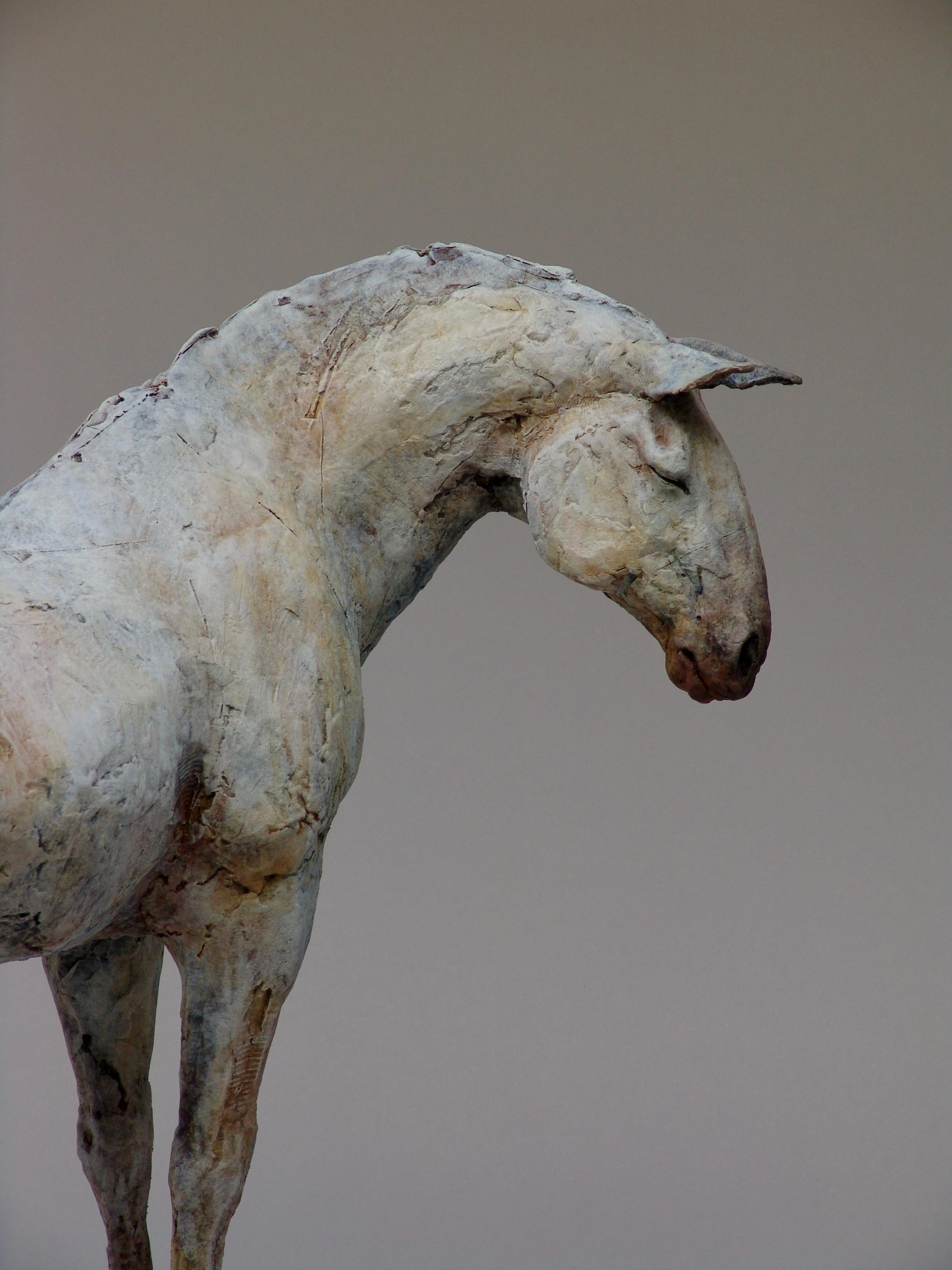 ''Resting with Ancients'', Contemporary Bronze Sculpture Portrait of a Horse - Gold Figurative Sculpture by Nichola Theakston