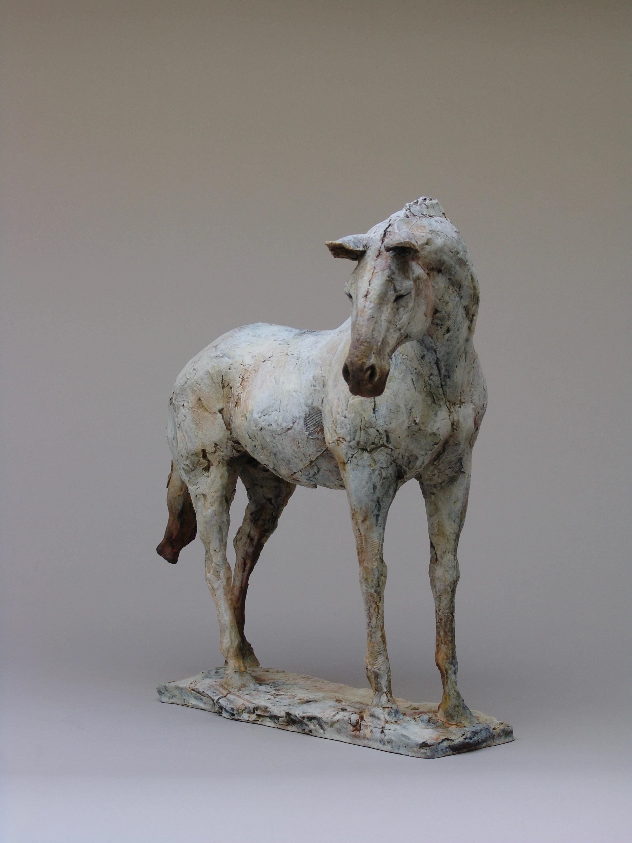 Nichola Theakston Figurative Sculpture - ''Resting with Ancients'', Contemporary Bronze Sculpture Portrait of a Horse