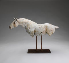 ''Repos avec les Anciens'', Sculpture contemporaine en bronze Portrait d'un cheval