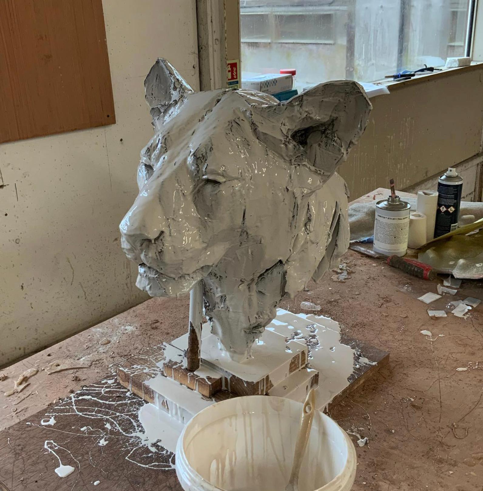 ''Sekhmet'', Contemporary Bronze Sculpture Portrait of a Lioness 6