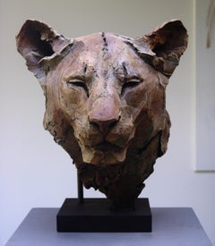 ''Sekhmet'', Contemporary Bronze Sculpture Portrait of a Lioness