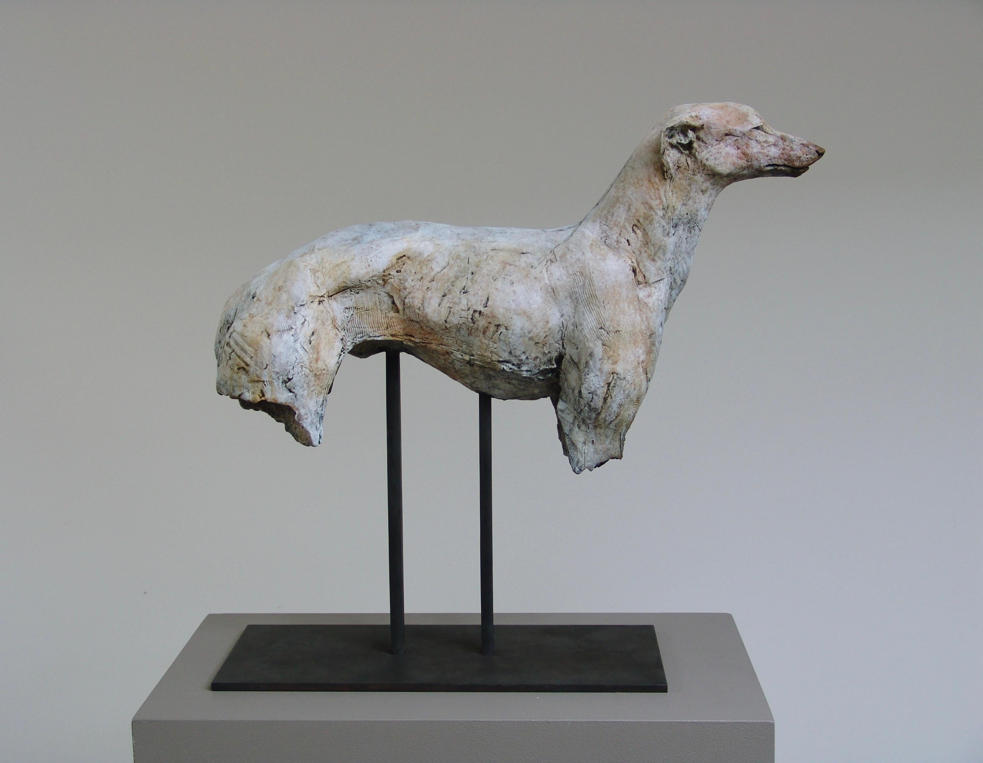 Nichola Theakston Figurative Sculpture - ''Sighthound'', Contemporary Bronze Sculpture Portrait of a Dog, Hound