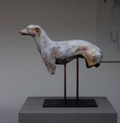 ''Sighthound'', Contemporary Bronze Sculpture Portrait of a Dog, Hound