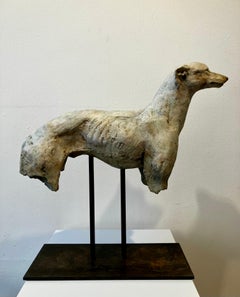 ''Sighthound'', Contemporary Bronze Sculpture Portrait of a Dog, Hound