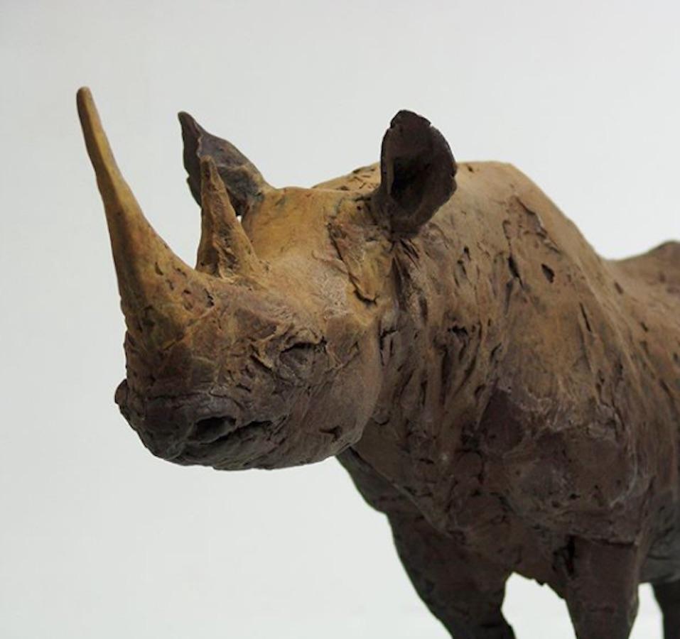 ''Still Rhino'', Sculpture contemporaine en bronze Portrait d'un rhinocéros en vente 1