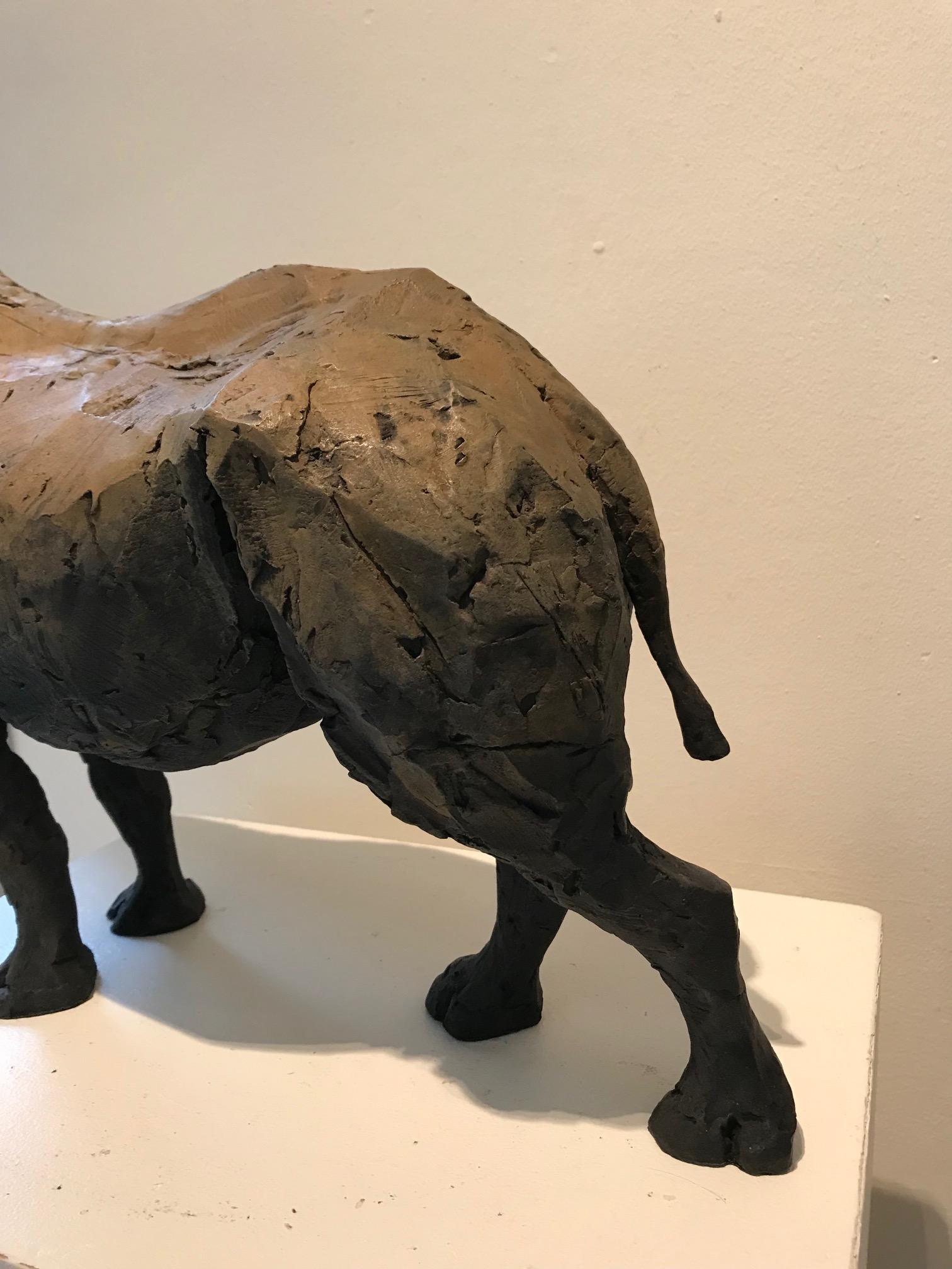 ''Still Rhino'', Contemporary Bronze Sculpture Portrait of a Rhinoceros For Sale 5