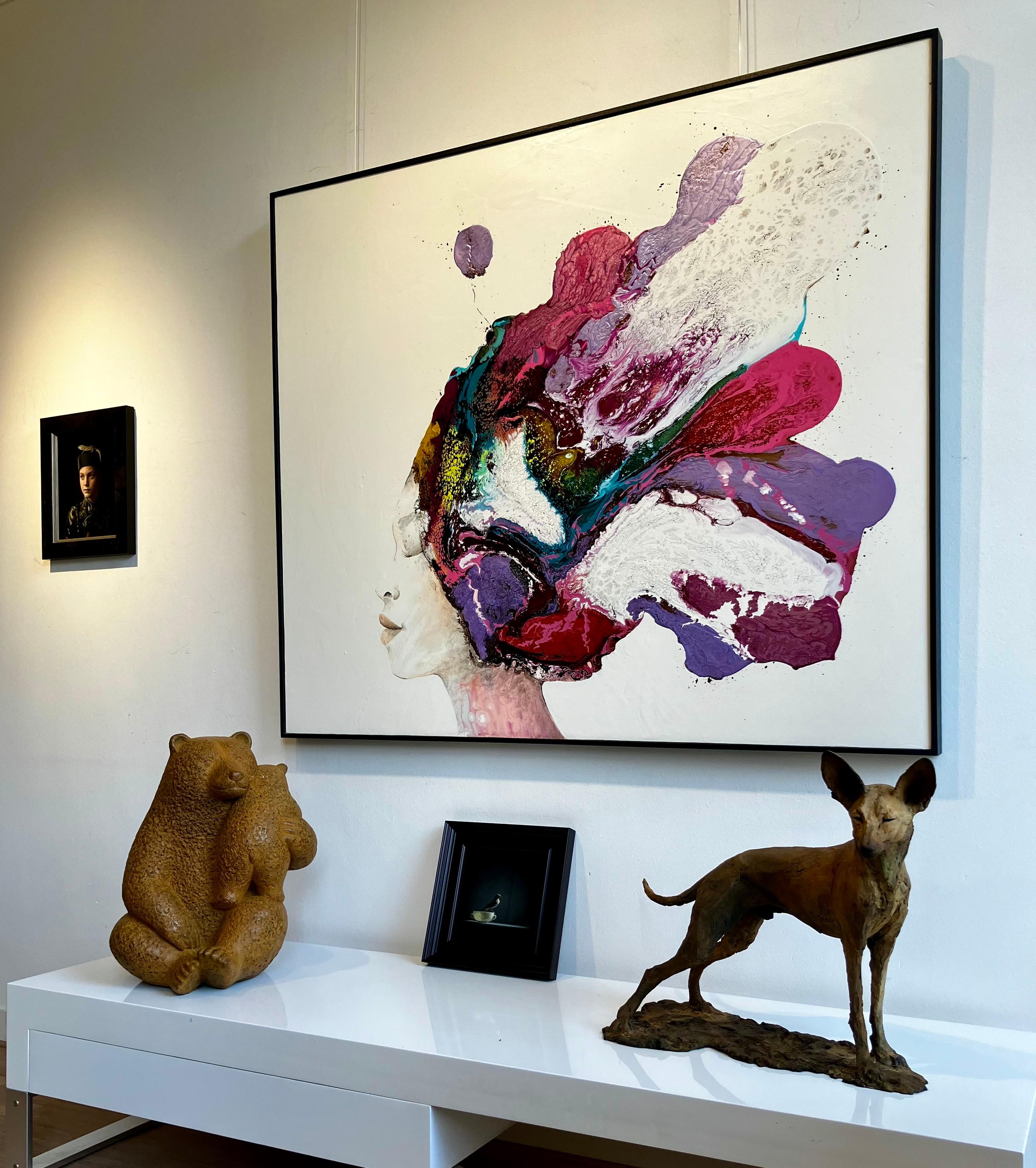 ''Tesem'', Contemporary Bronze Sculpture Portrait of a Tesem, Brown Dog 9