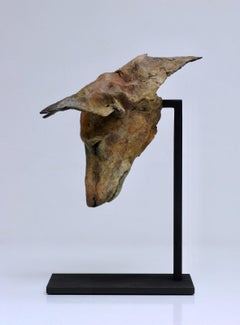 ''Tesem Study'', Contemporary Bronze Sculpture Portrait of a Dog, Tesem, Podenco