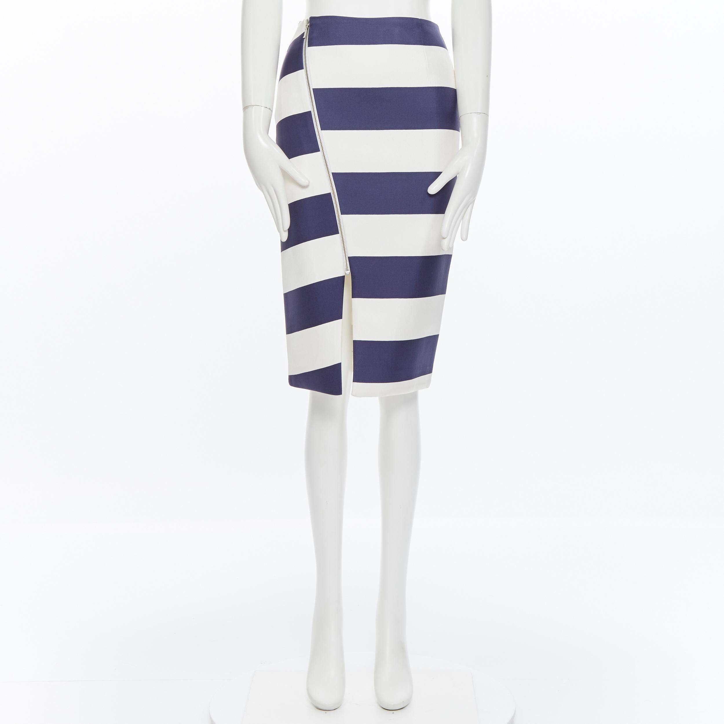 navy and white striped skirt