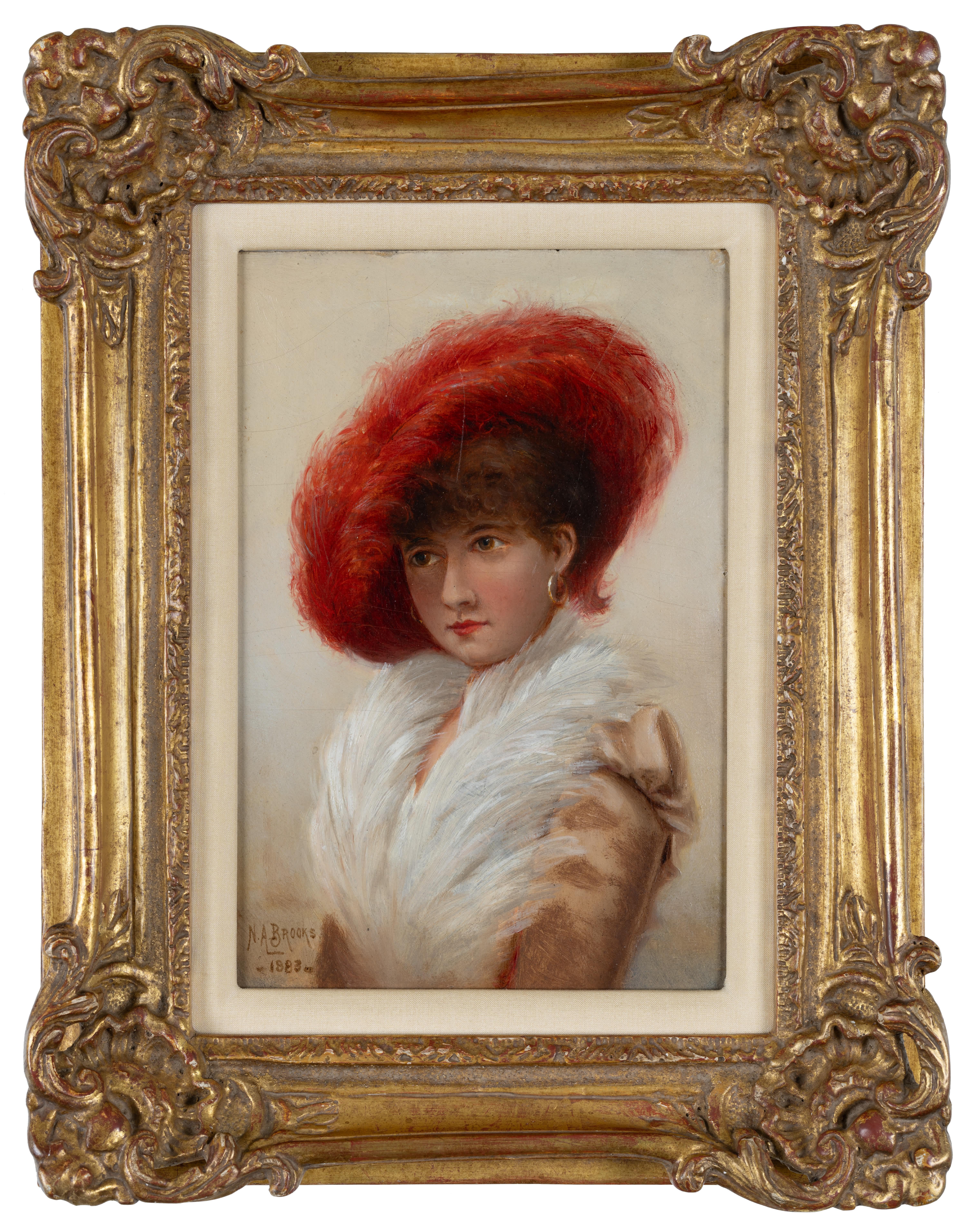 Nicholas Alden Brooks Portrait Painting - Woman in a Red Hat