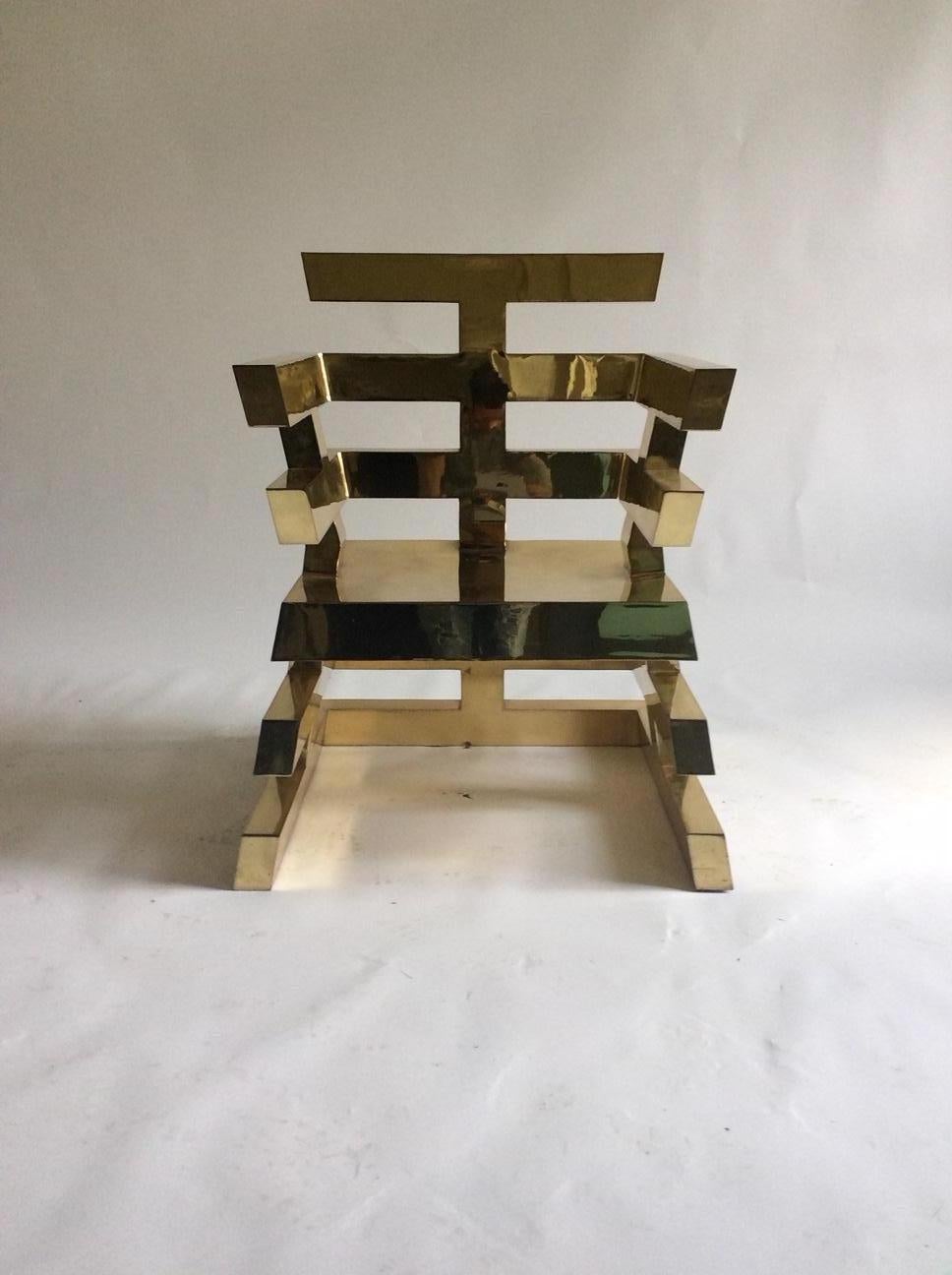 Nicholas Alvis Vega’s iconic brass Aztec chair 1986 For Sale 1