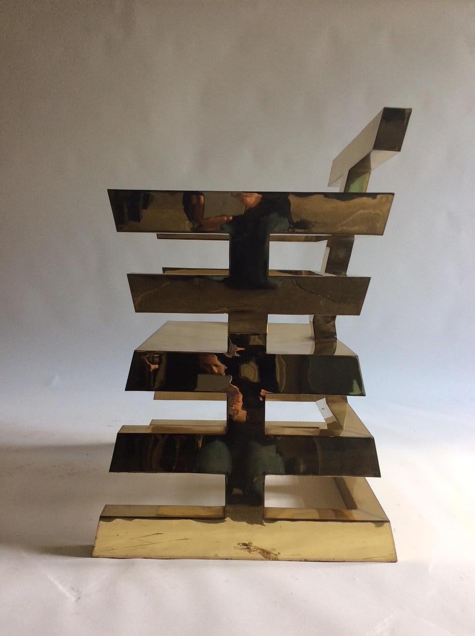 Nicholas Alvis Vega’s iconic brass Aztec chair 1986 In Good Condition For Sale In London, GB