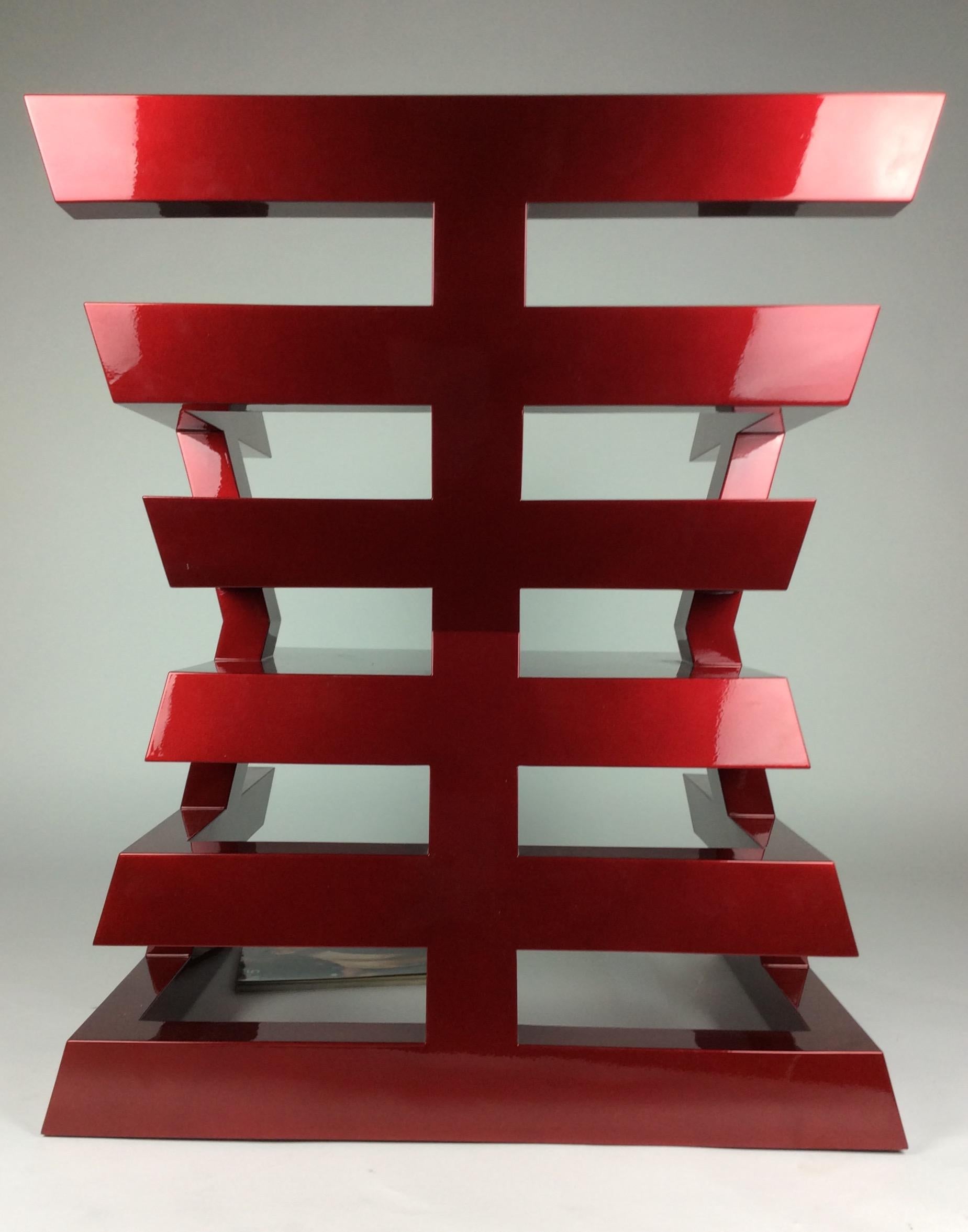 Modern Nicholas Alvis Vega’s Iconic Brass Aztec Chair in Fierce Red For Sale