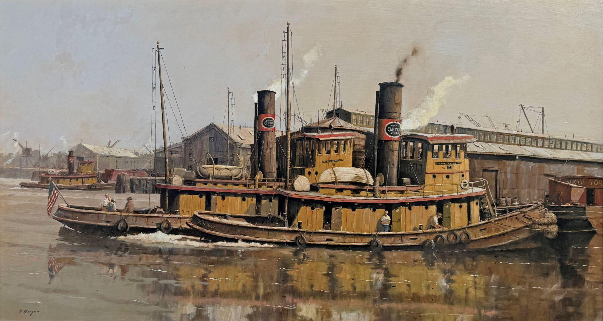 Landscape Painting de Nicholas Berger - Puerto Base Central de Nueva York