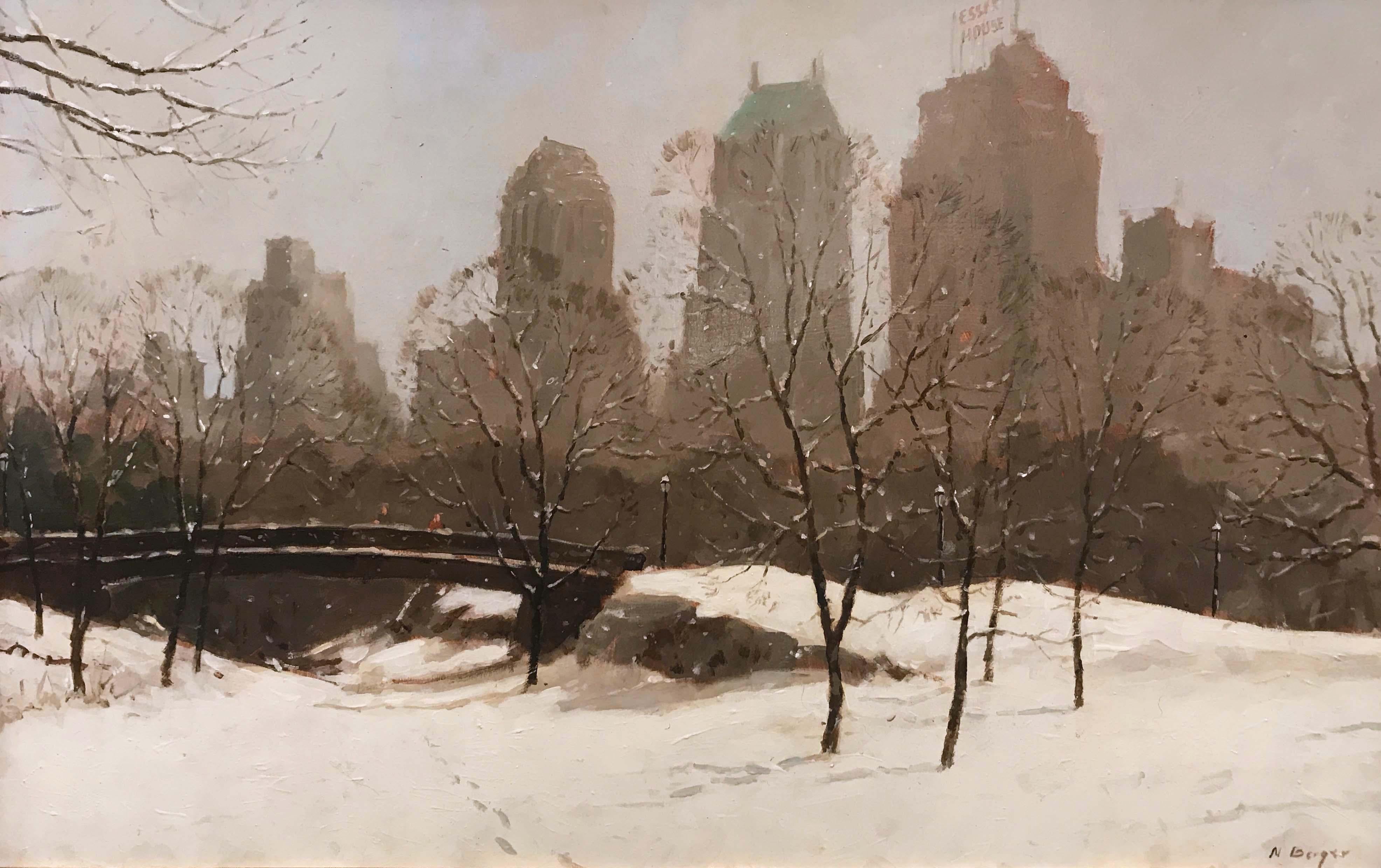 Landscape Painting de Nicholas Berger - Arco de Pine Bank, Central Park