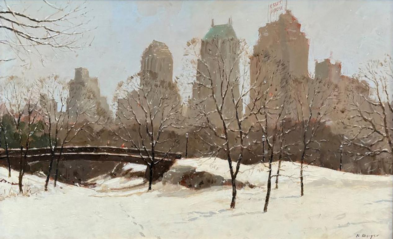 Nicholas Berger Landscape Painting - Pine Bank Arch, Central Park