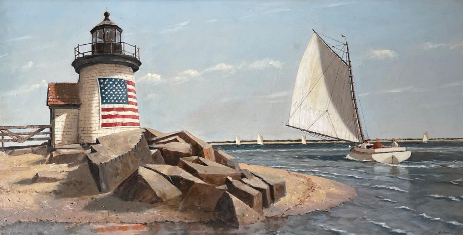 Nicholas Berger Landscape Painting - Red, White, and Nantucket Blue