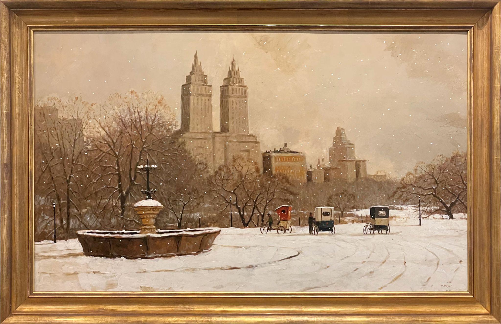 Winter Fountain – Painting von Nicholas Berger