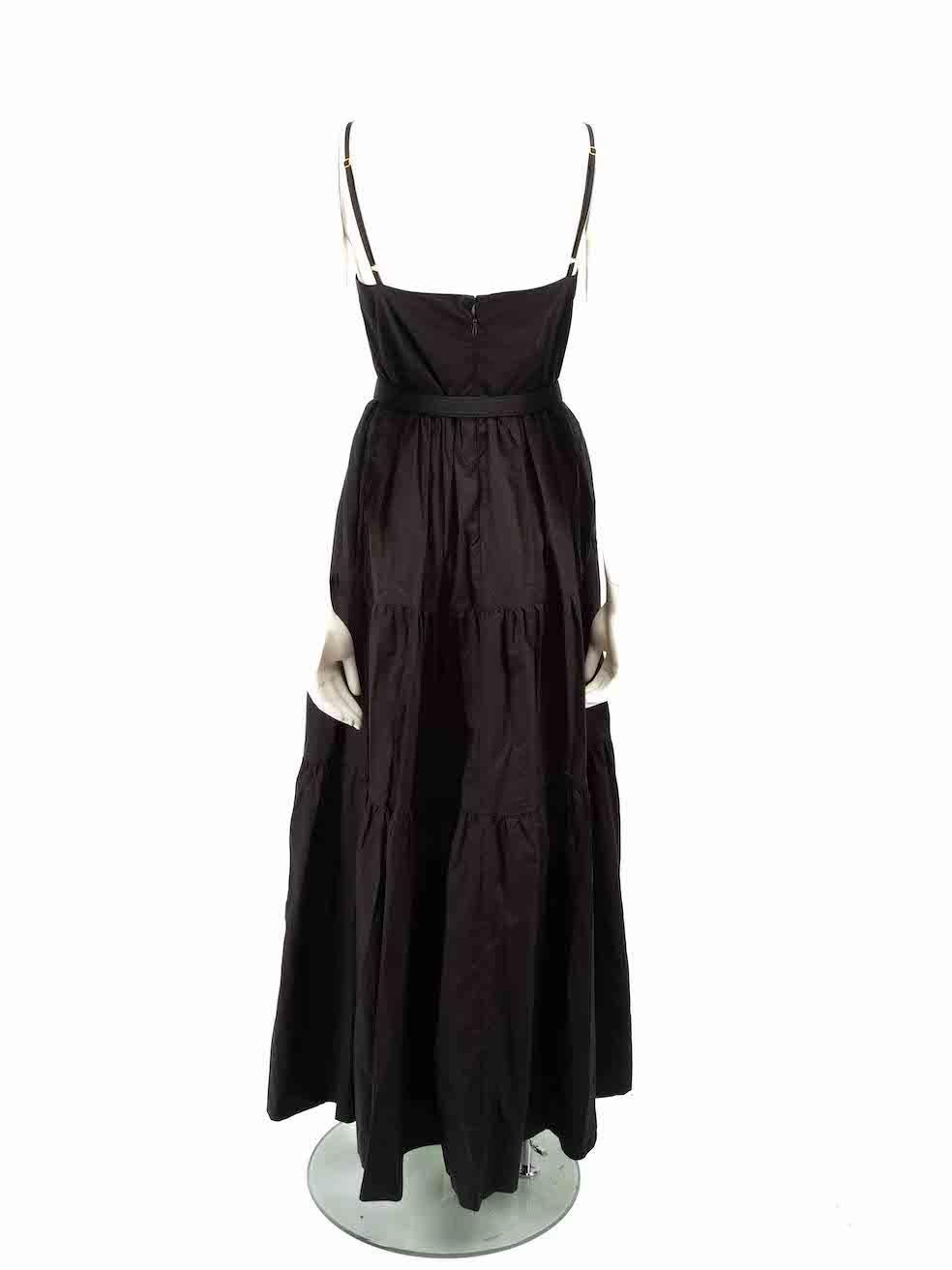 Nicholas Black Square Neckline Belted Maxi Dress Size S In Good Condition For Sale In London, GB