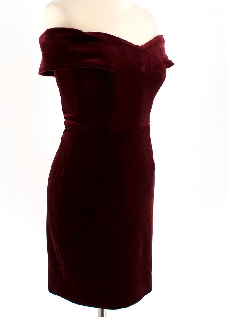 Nicholas Bordeaux Velvet Off-the-Shoulder Mini Dress - Size US 2 For ...