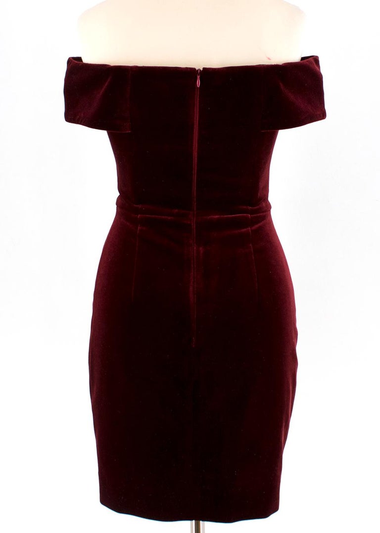 Nicholas Bordeaux Velvet Off-the-Shoulder Mini Dress - Size US 2 For ...