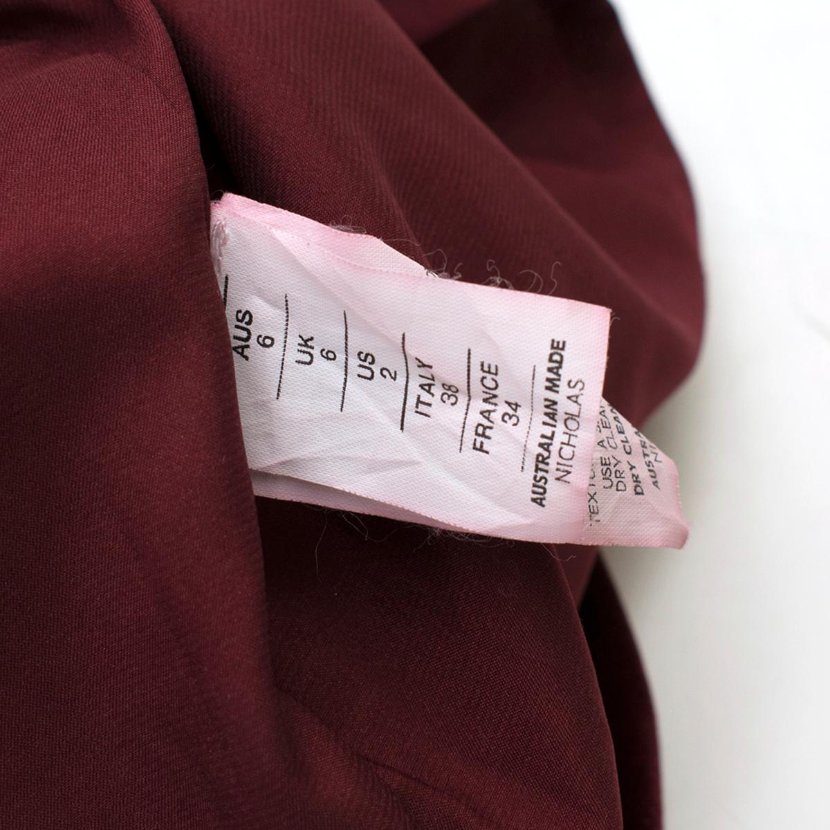 Nicholas Bordeaux Velvet Off-the-Shoulder Mini Dress - Size US 2 For Sale 1