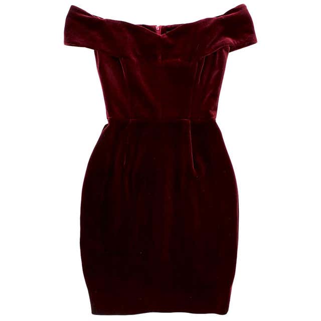Nicholas Bordeaux Velvet Off-the-Shoulder Mini Dress - Size US 2 For ...