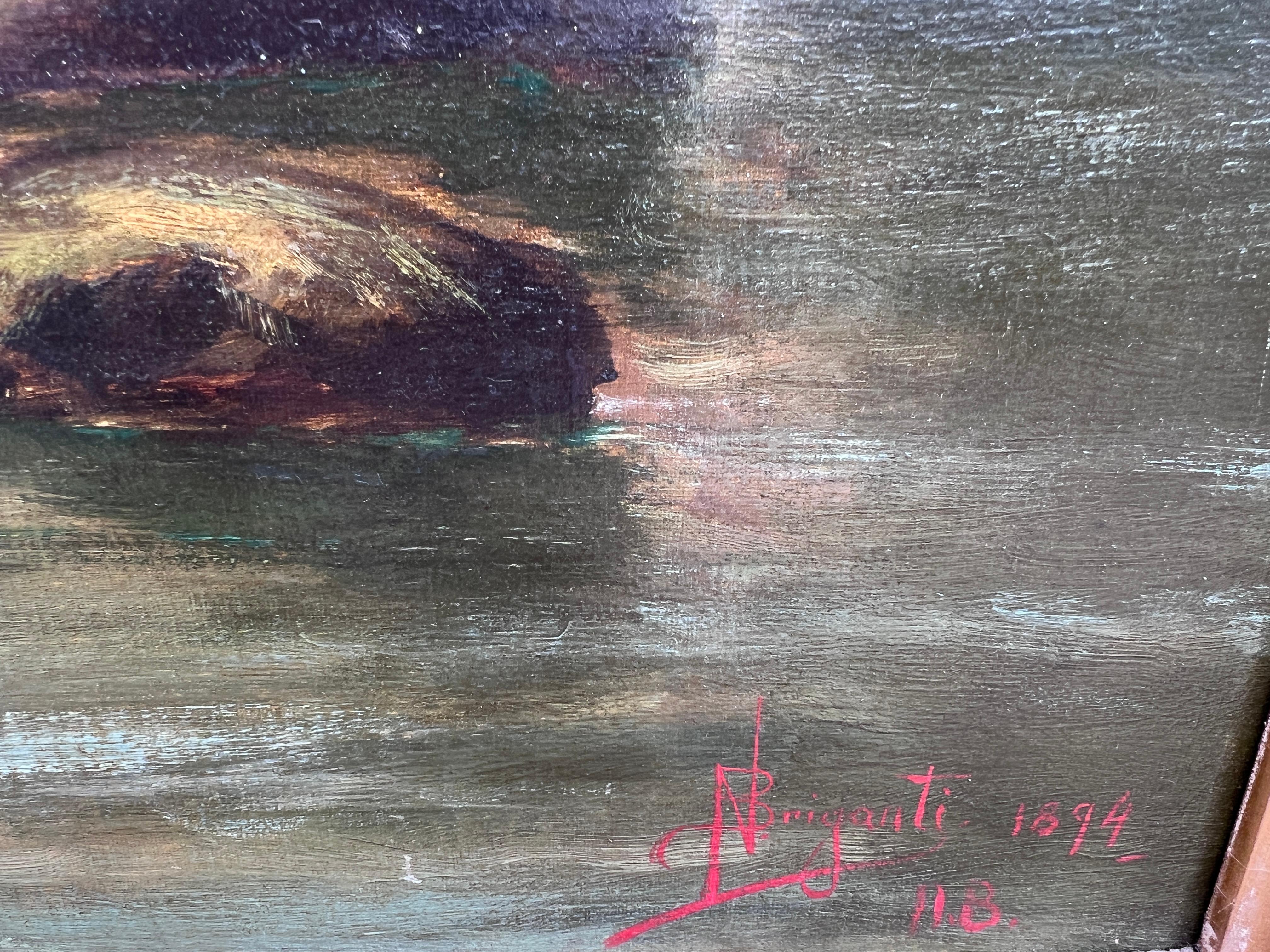 1894 Nicholas Briganti (1861-1944) Antico dipinto a olio paesaggio urbano Italia Sorrento in vendita 3