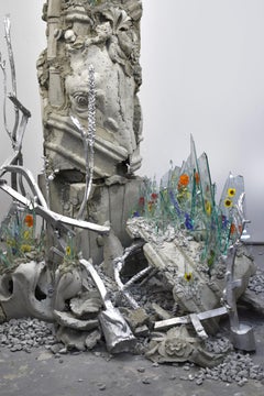 Garden Wall Abstract Sculpture, Contemporary Mixed Media, 2010-